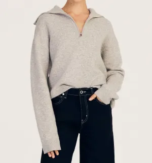 Samuel Reversible Quarter Zip Sweater In Light Grey