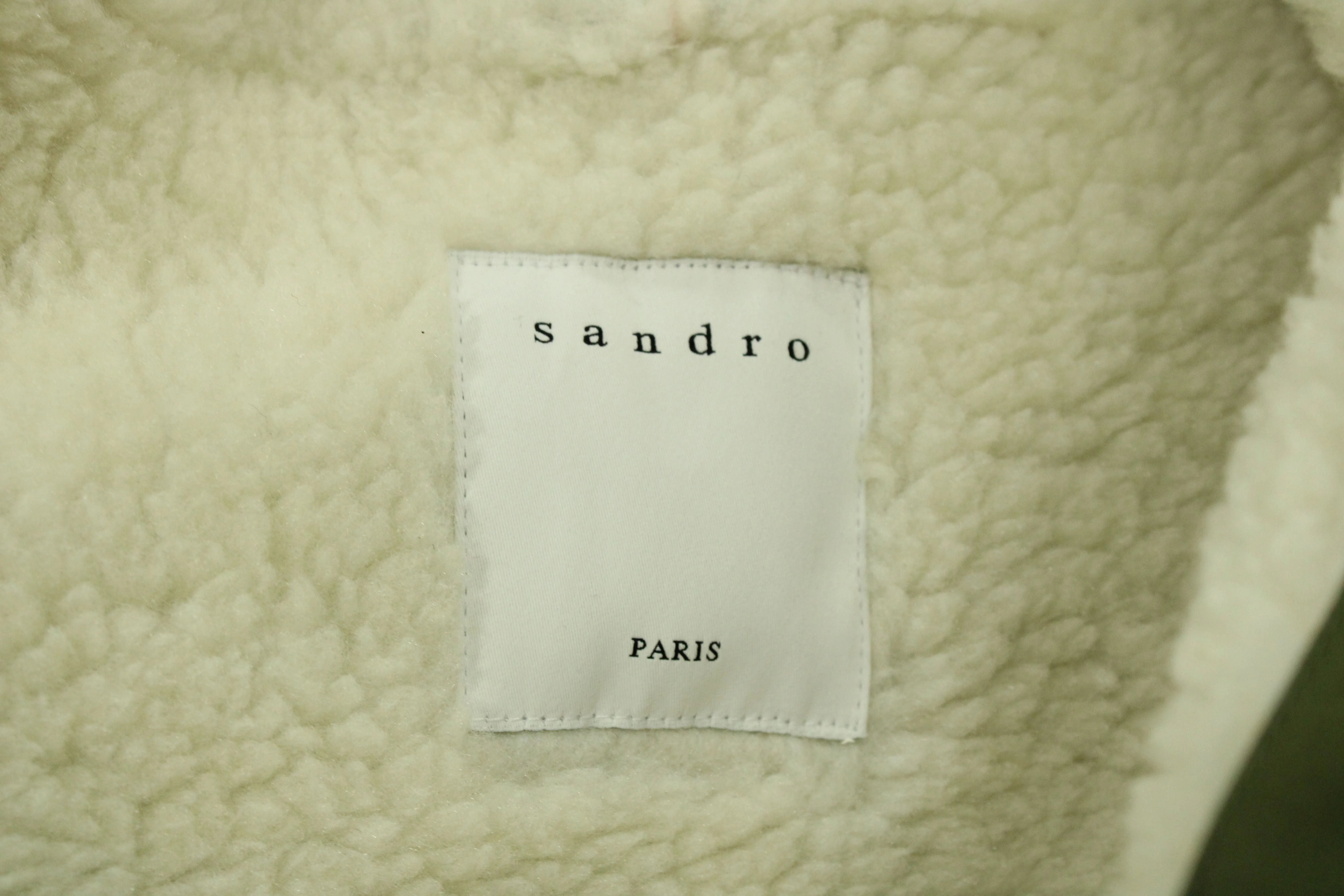 Sandro Paris Faux Fur-trimmed Parka in Army Green Cotton
