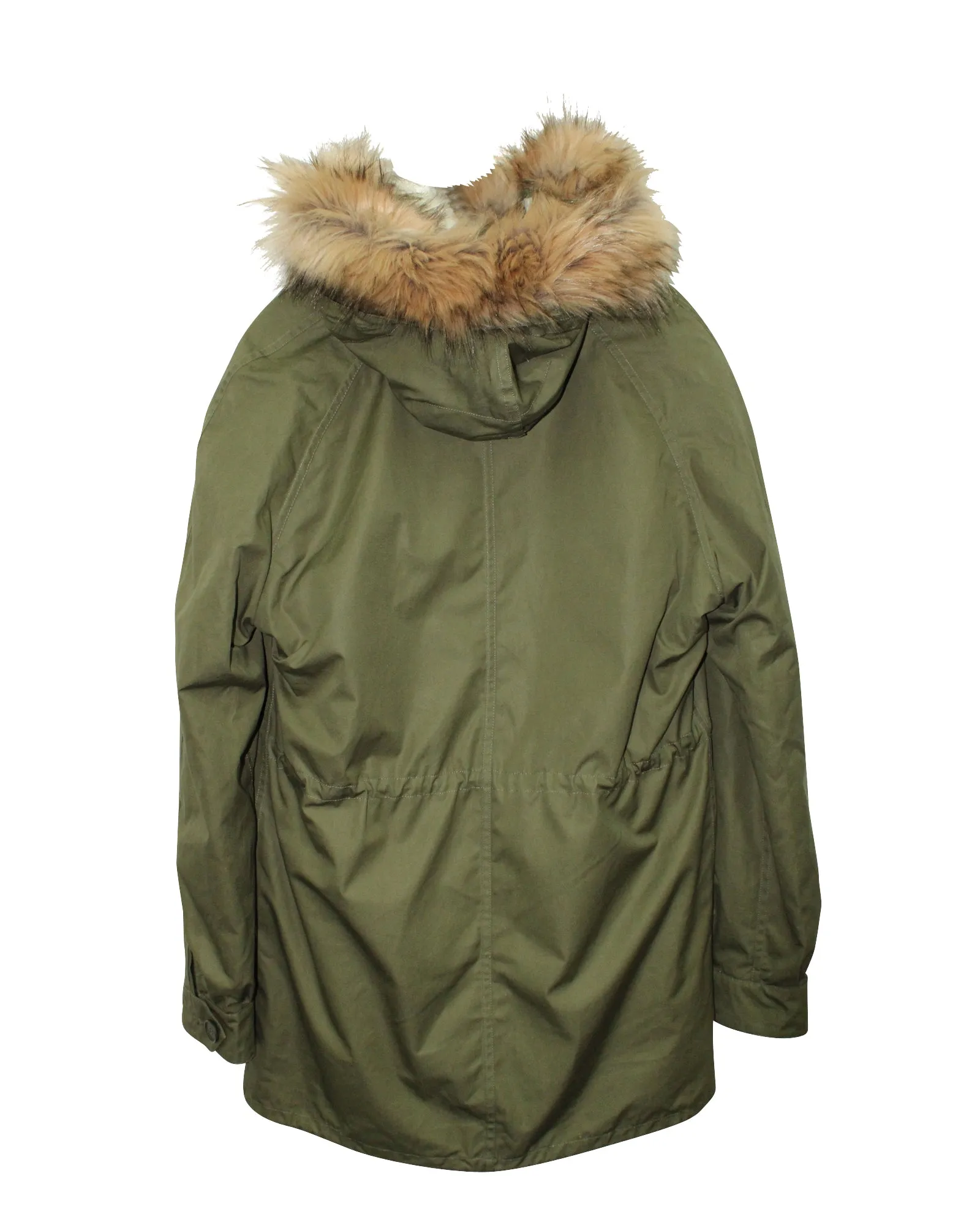 Sandro Paris Faux Fur-trimmed Parka in Army Green Cotton