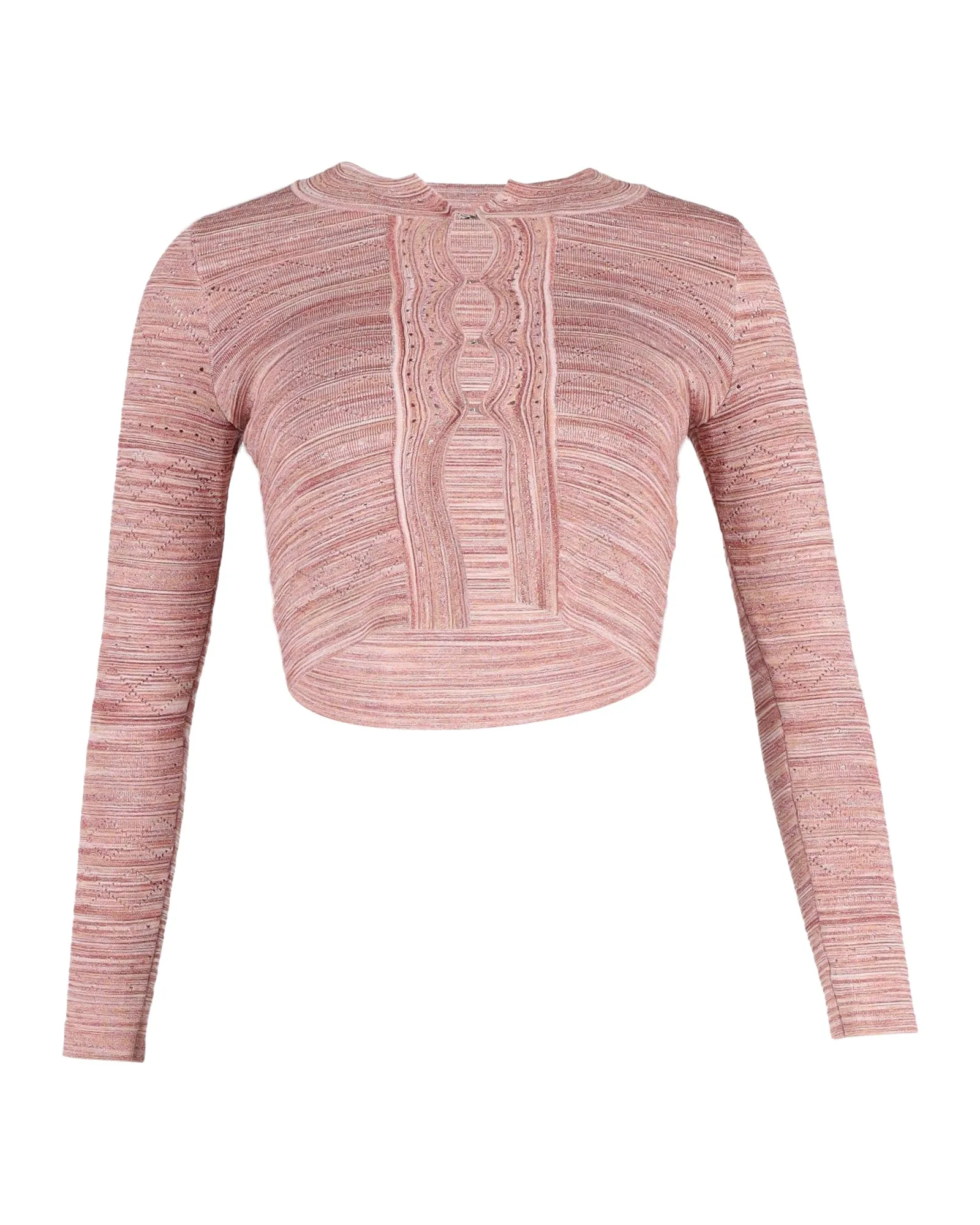 Sandro Striped Cropped Cardigan in Pink Viscose