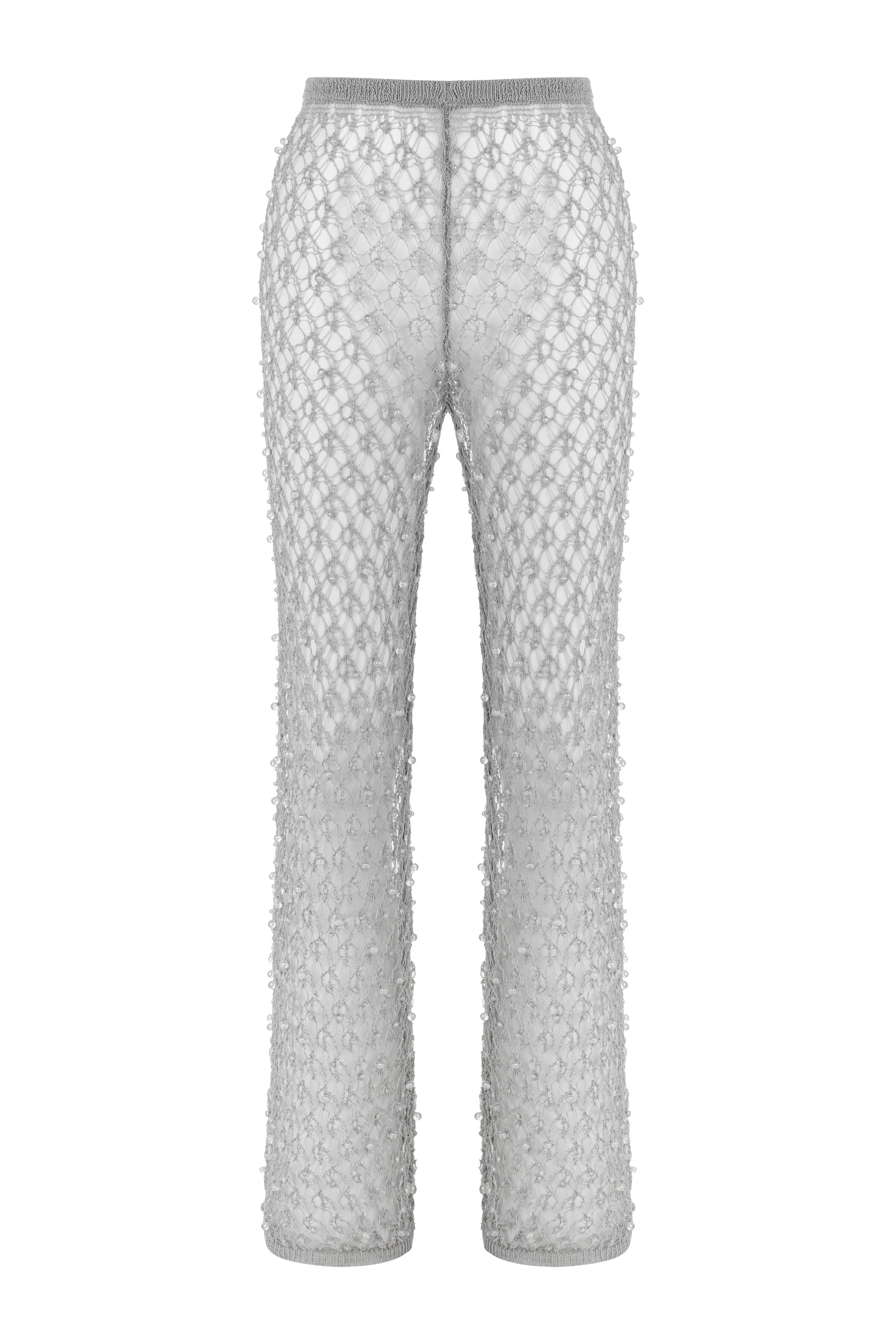 Shimmering Threaded Mesh Pants
