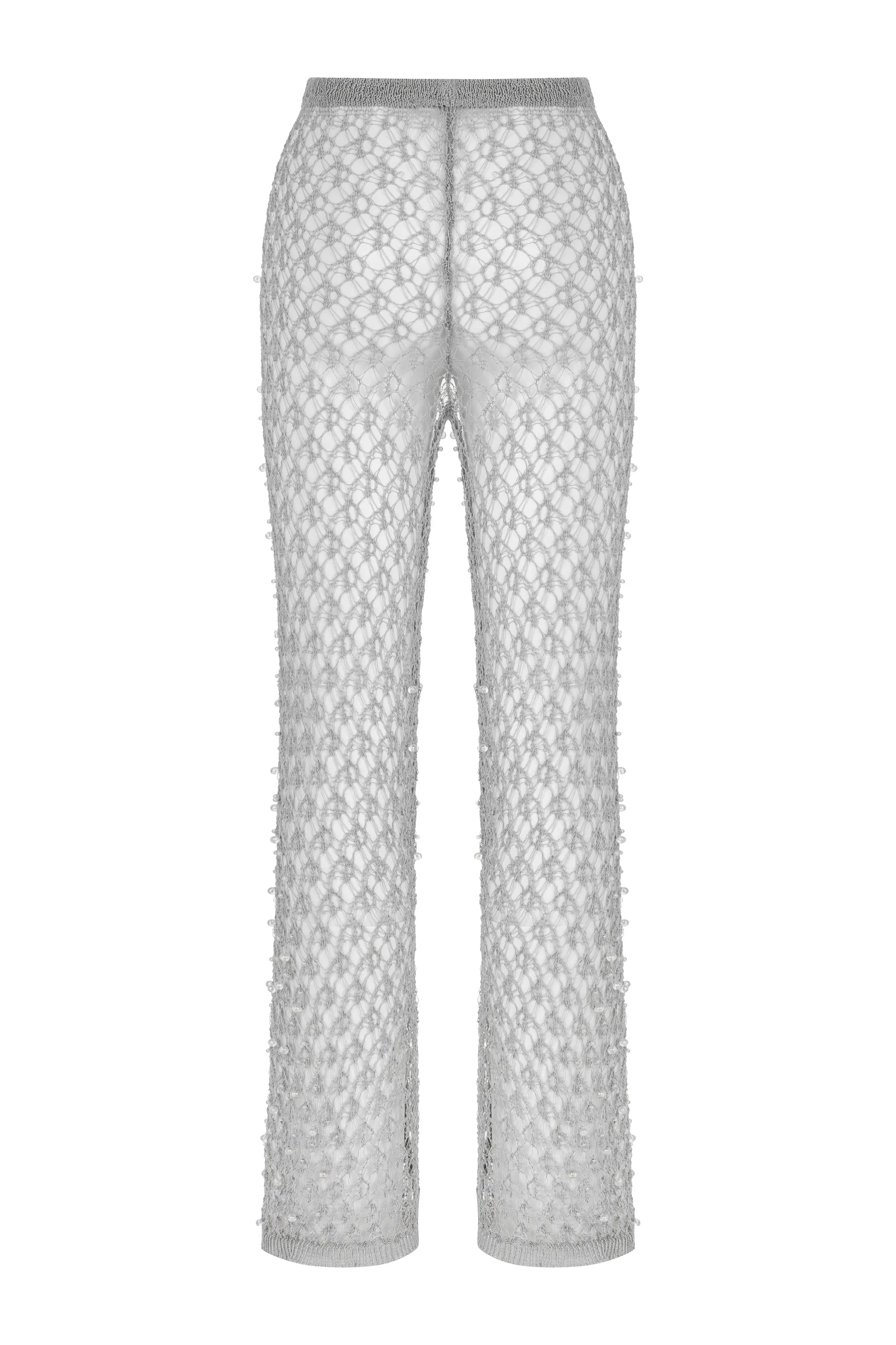 Shimmering Threaded Mesh Pants