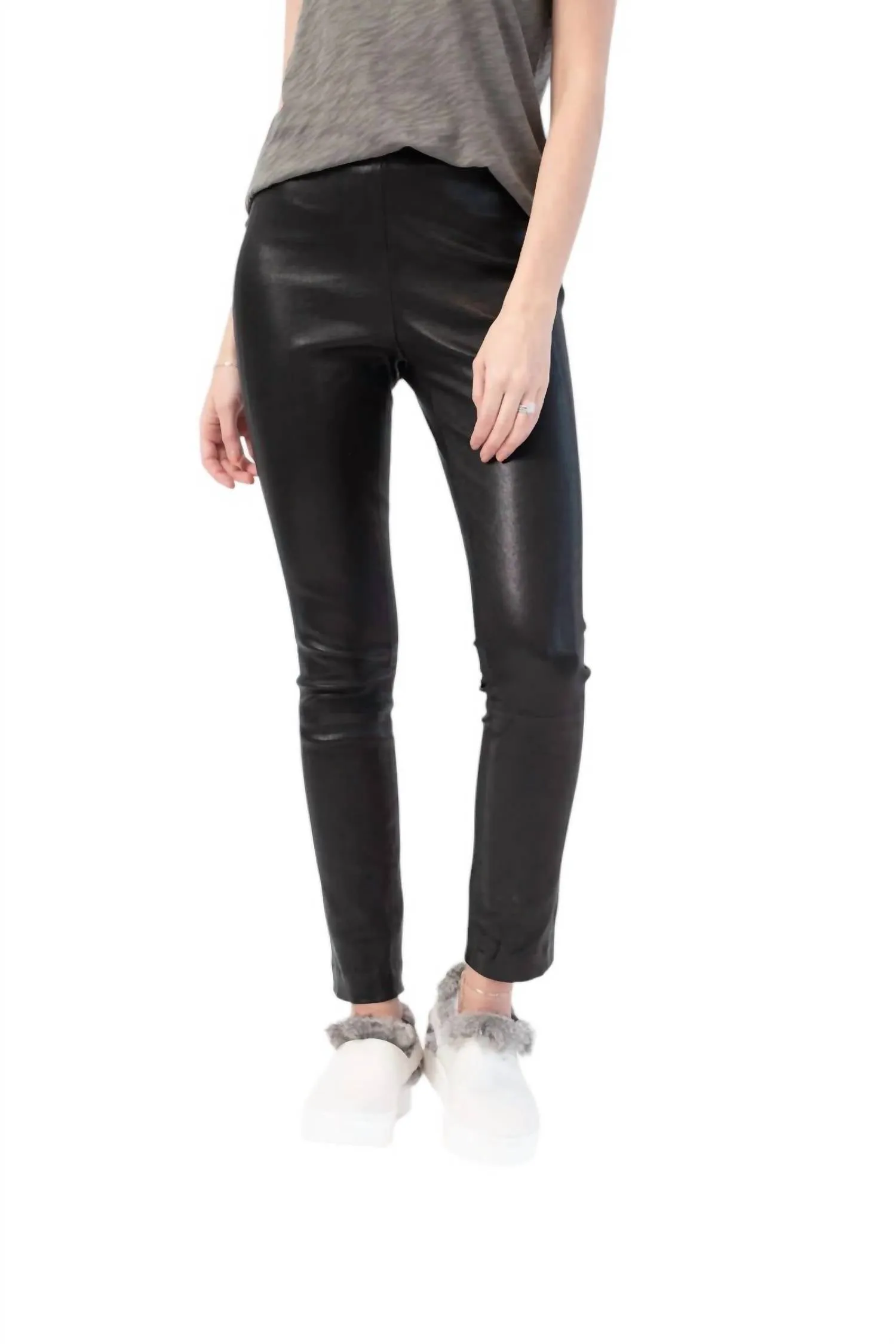 Simone Lamb Leather Pants In Black