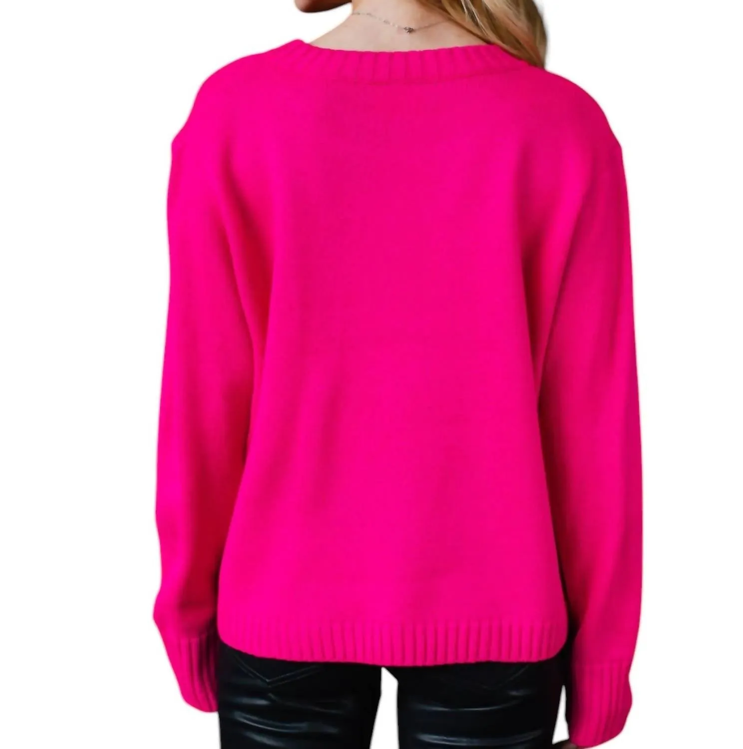 Ski Sweater In Bright Pink