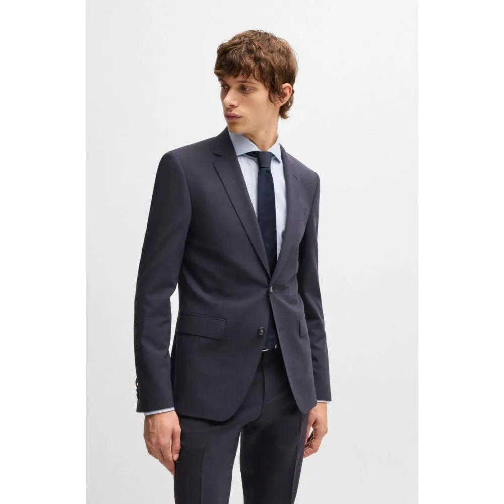 Slim-fit suit in micro-patterned stretch cloth
