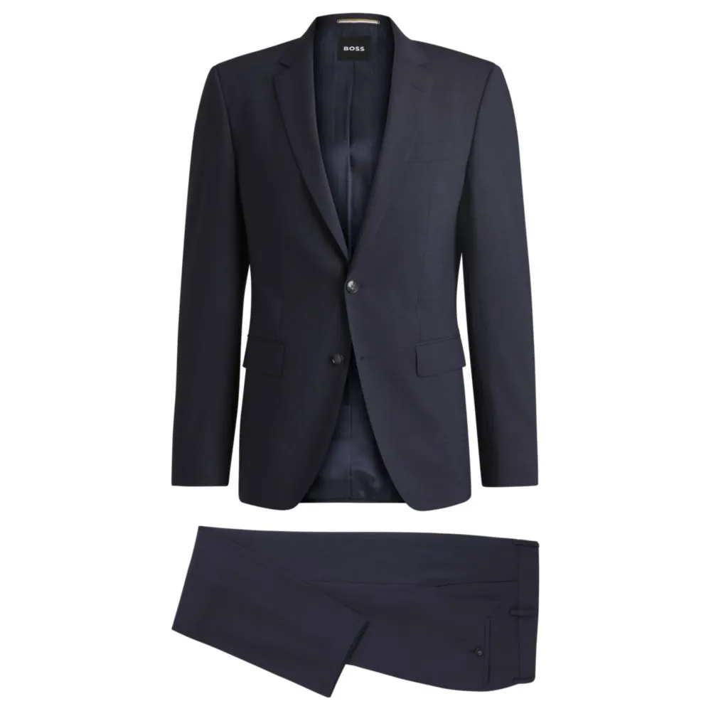 Slim-fit suit in micro-patterned stretch cloth
