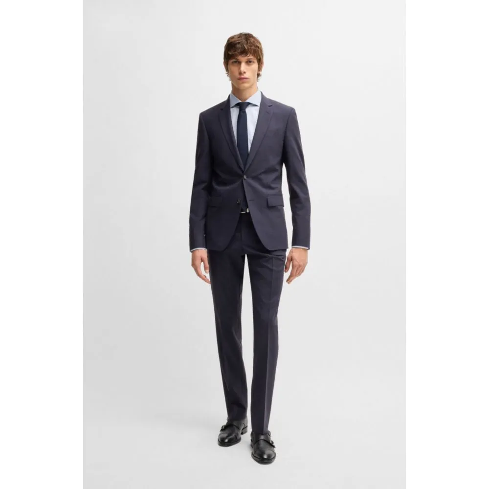 Slim-fit suit in micro-patterned stretch cloth