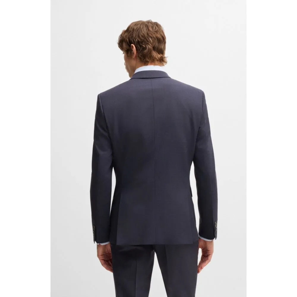 Slim-fit suit in micro-patterned stretch cloth