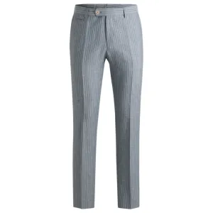 Slim-fit trousers in striped wool and linen