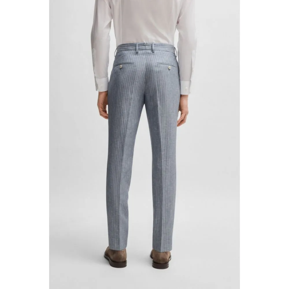 Slim-fit trousers in striped wool and linen