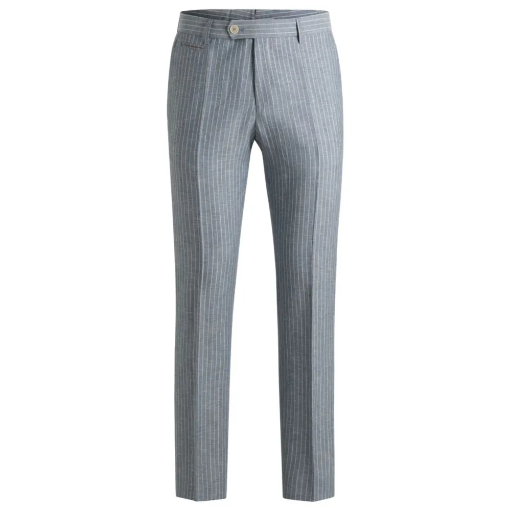 Slim-fit trousers in striped wool and linen