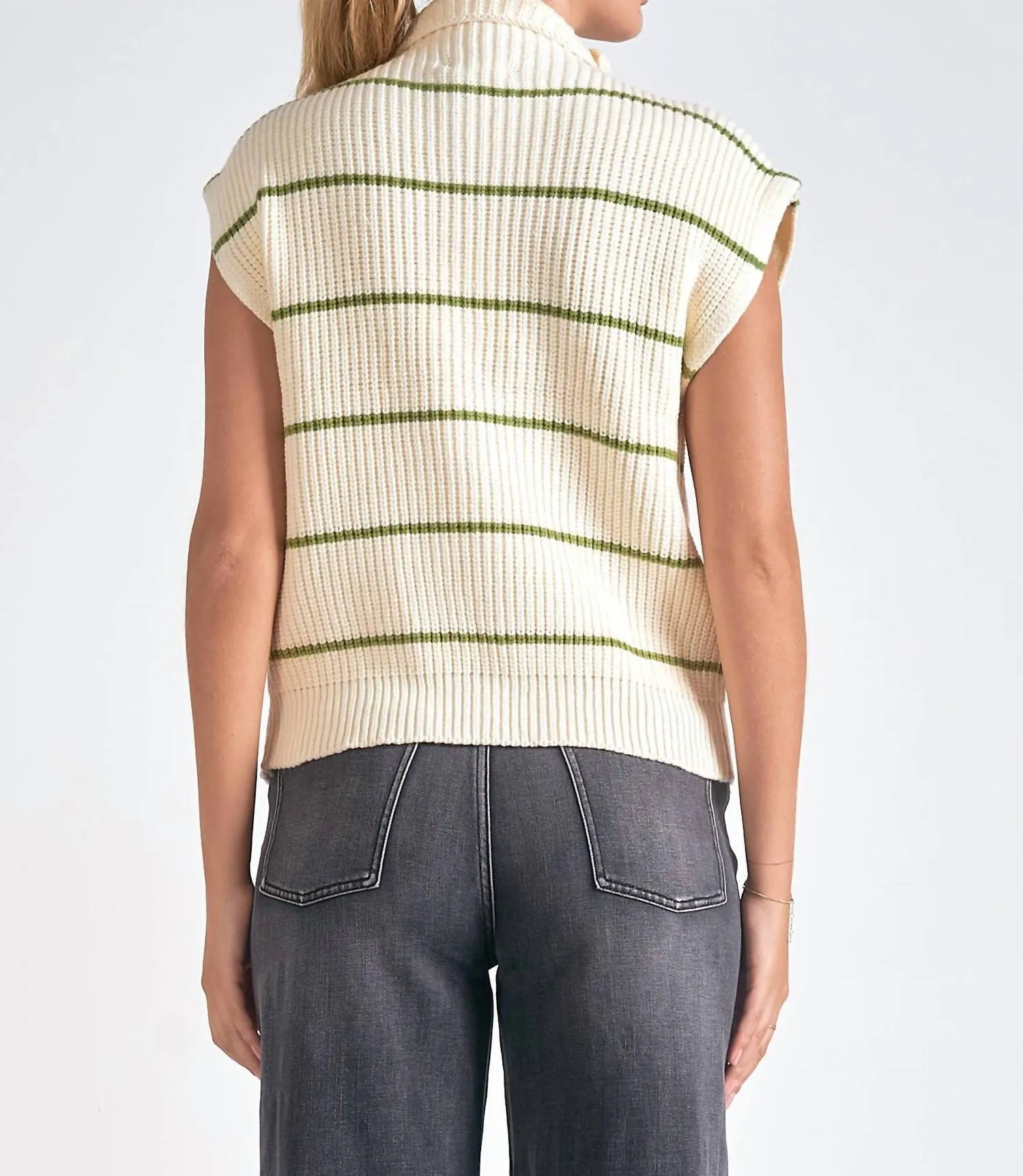 Sonoma Sweater Vest In Beige Green Stripe