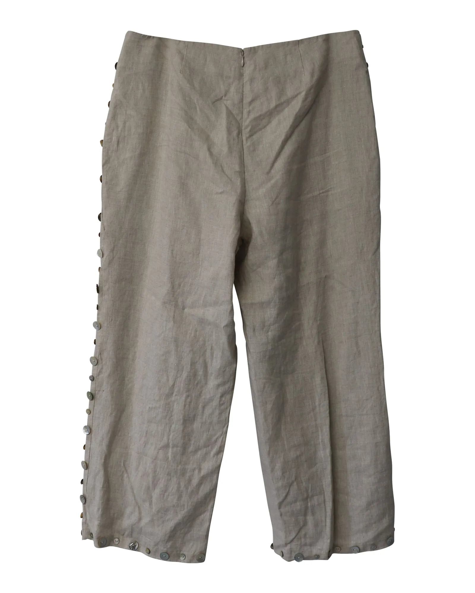 Staud Ravella Pants with Button Details in Beige Linen