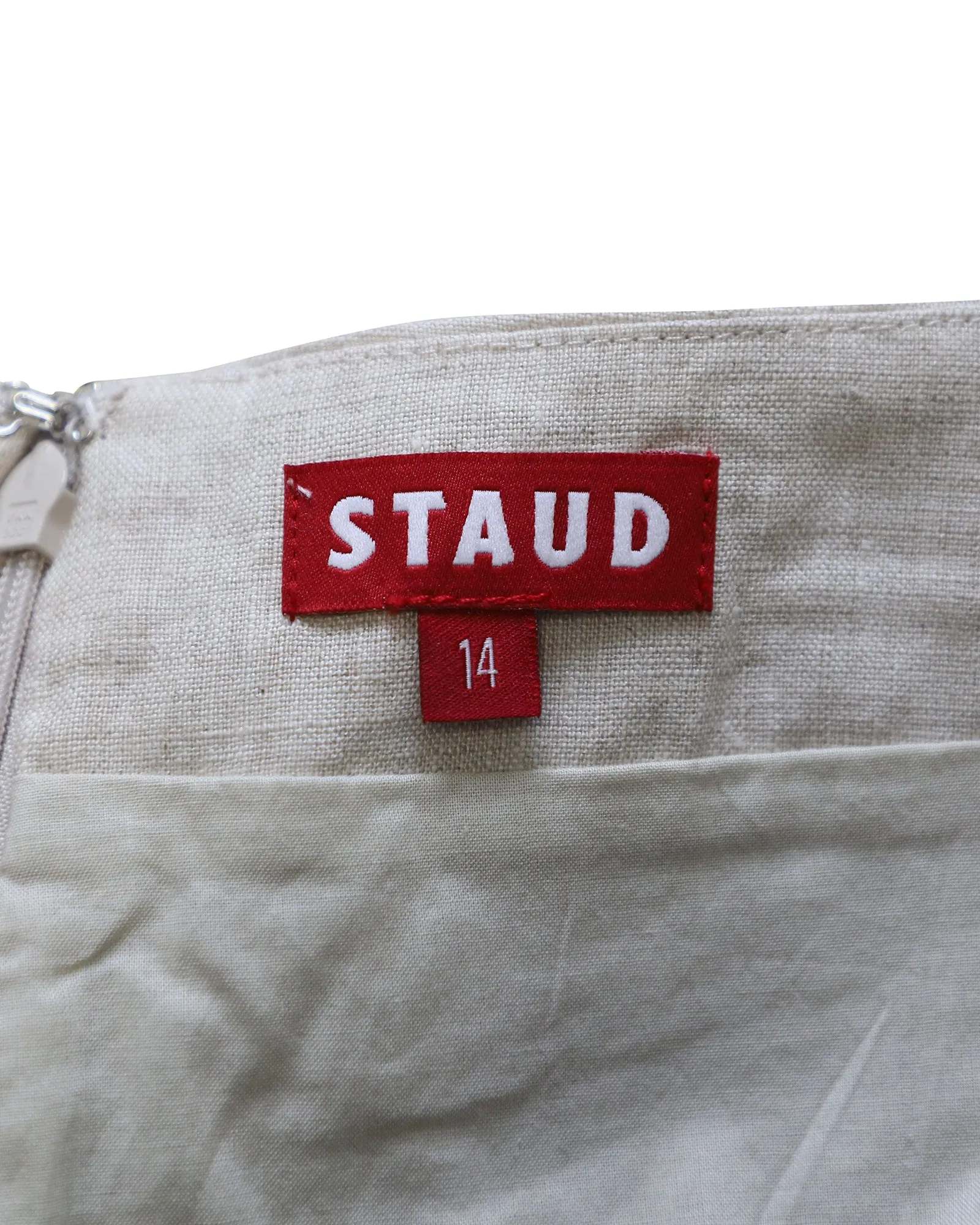 Staud Ravella Pants with Button Details in Beige Linen