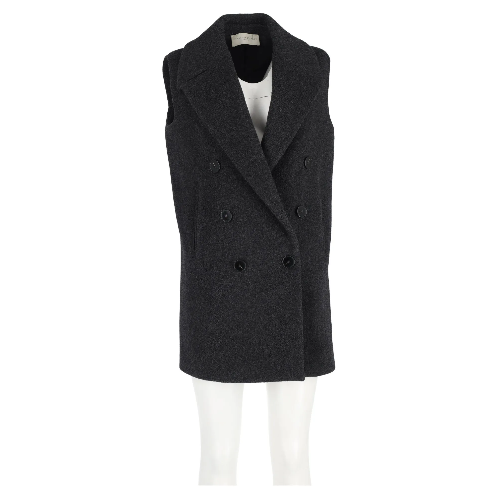 Stella Mccartney Double-Breasted Vest Jacket in Grey Wool
