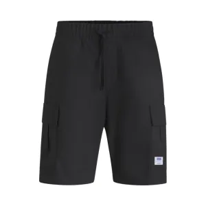 Structured-cotton shorts with drawstring and logo patch