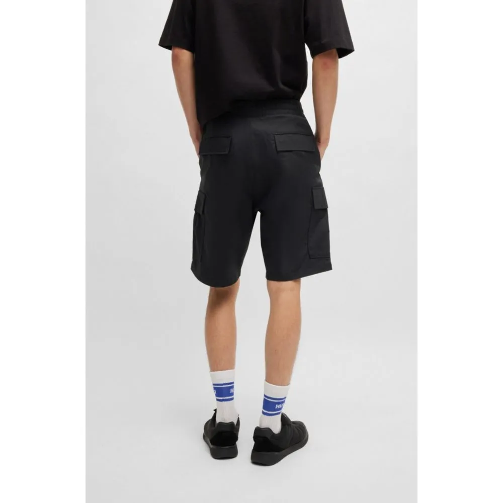 Structured-cotton shorts with drawstring and logo patch