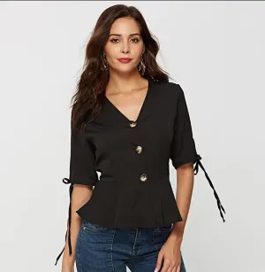 Summer V Neck Blouse Shirt