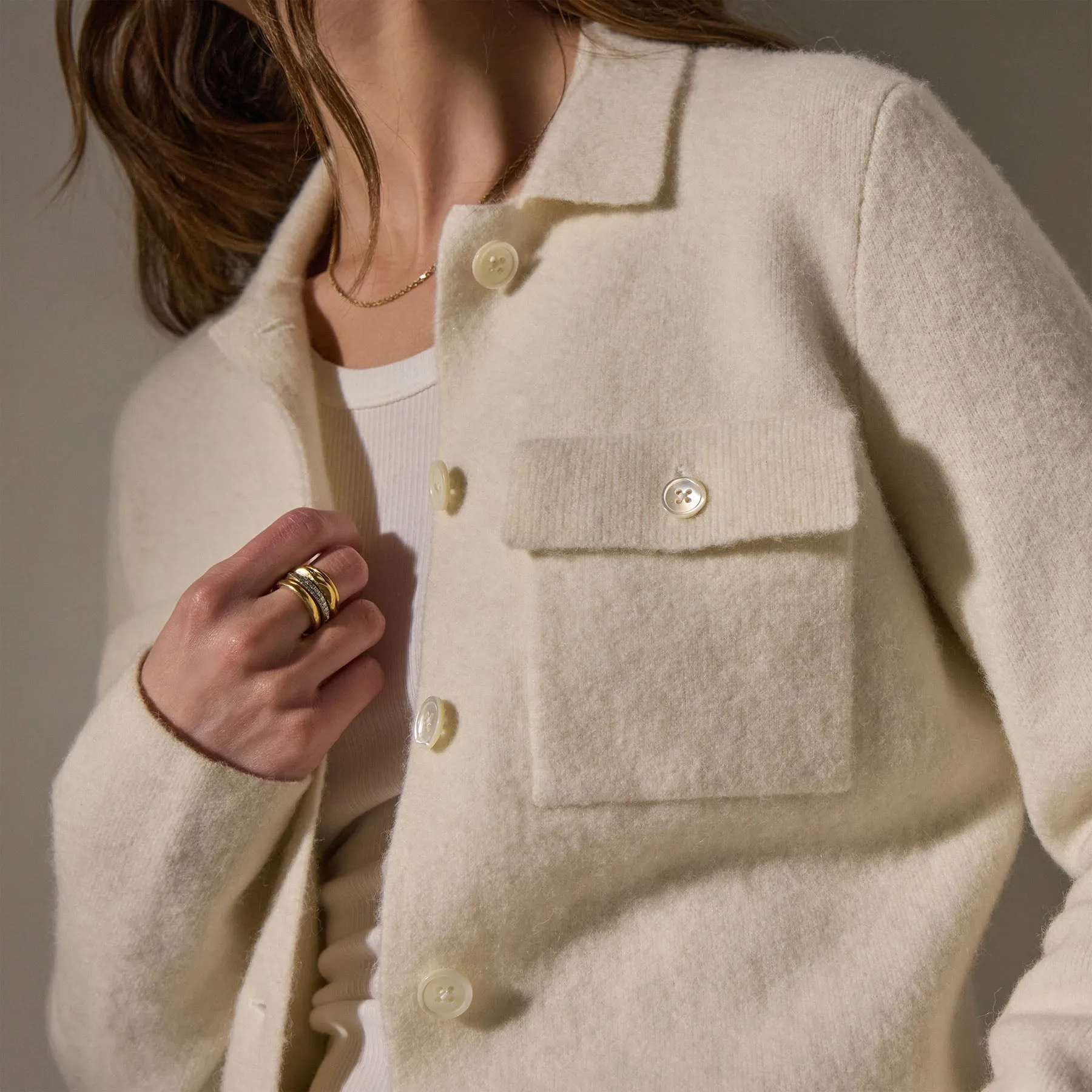 Sweater Knit Jacket - Ivory