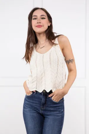 Sweet Chevron Women's Scalloped Hem Knit Tank Top