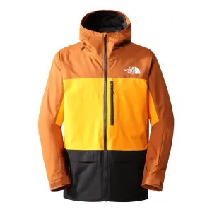 THE NORTH FACE Men's Sickline Insulated Ski Jacket, Leather Brown/Cone Orange/TNF Black, Small
