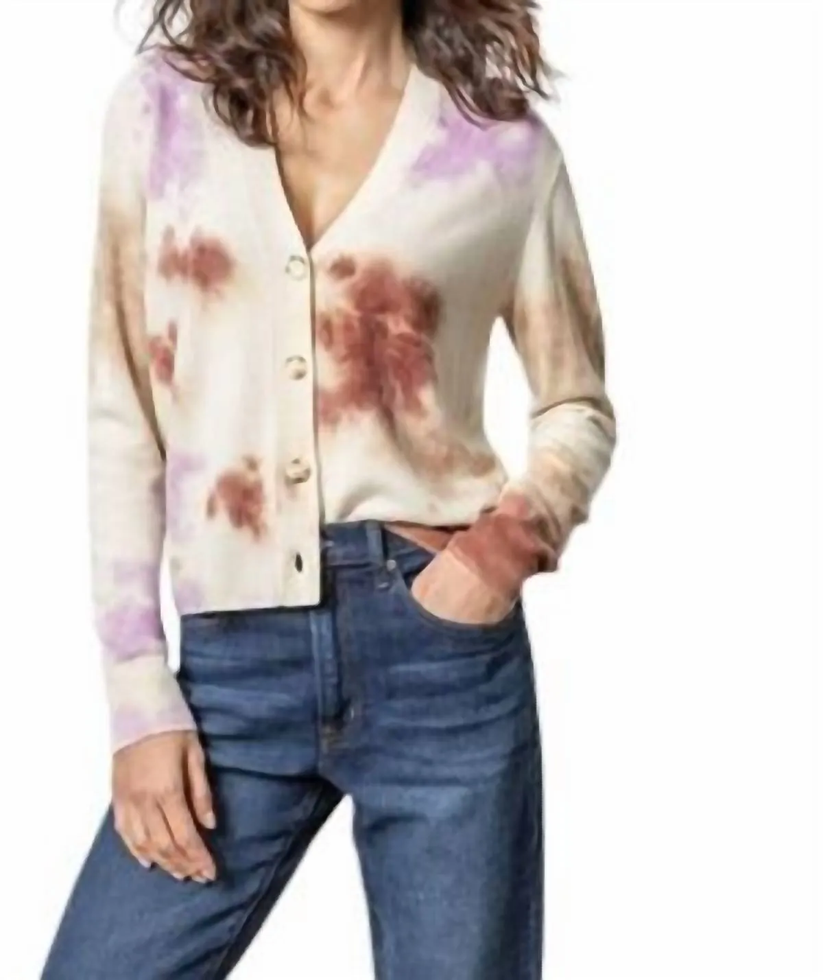 Tie Dyed Cardigan Sweater In Clove Multi