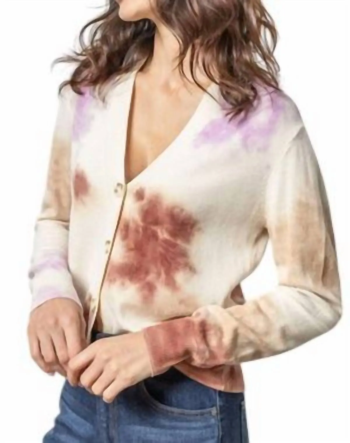 Tie Dyed Cardigan Sweater In Clove Multi