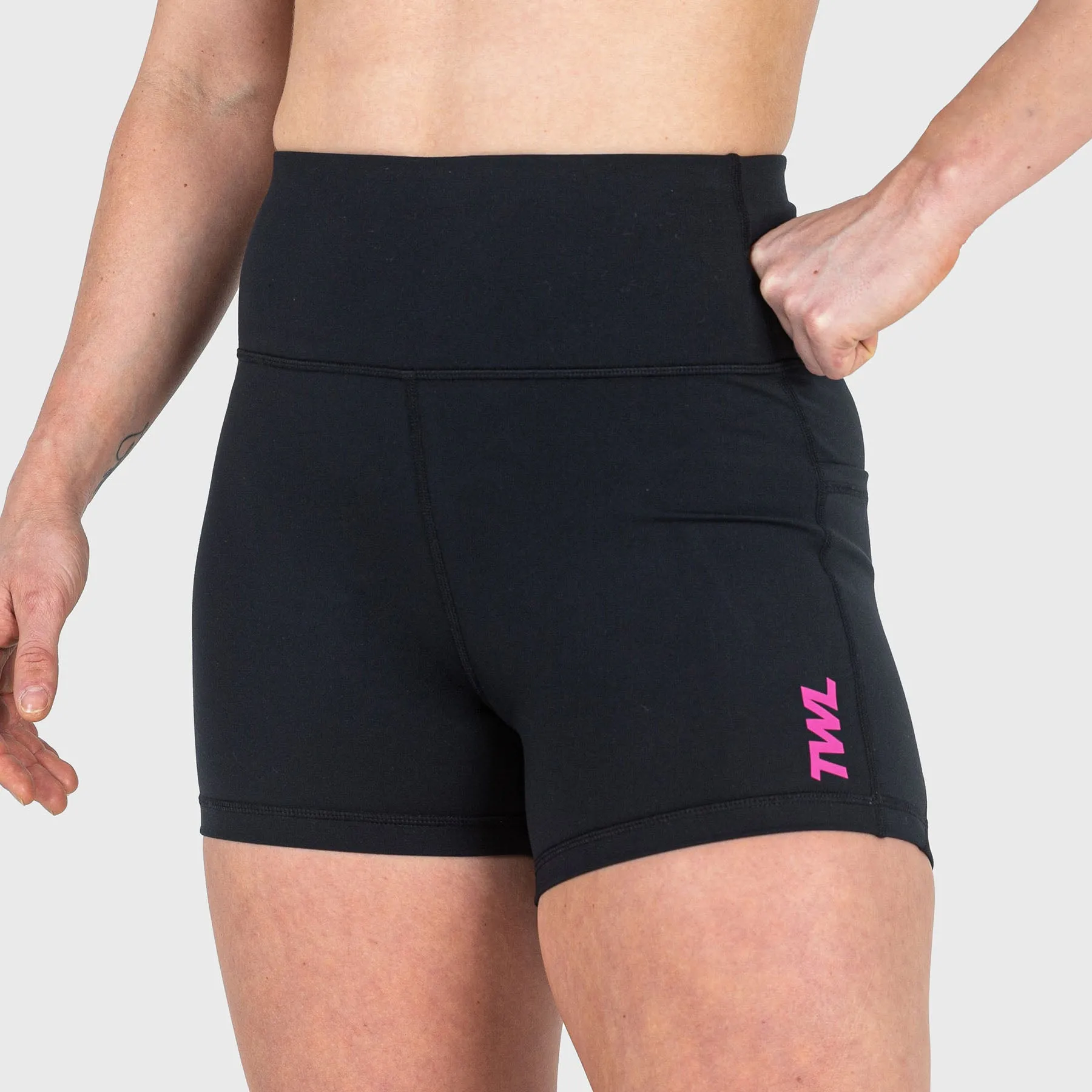 TWL - WOMEN'S ENERGY SHORTS - BLACK/ RASPBERRY