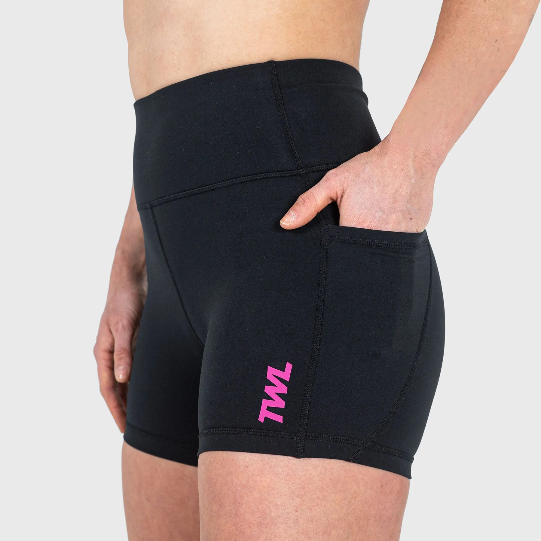 TWL - WOMEN'S ENERGY SHORTS - BLACK/ RASPBERRY