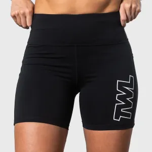 TWL - WOMEN'S ENERGY SHORTS MID LENGTH - ATHLETE - BLACK/WHITE