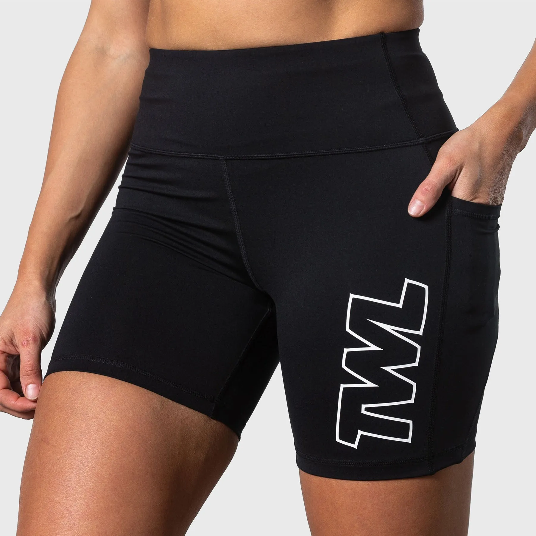 TWL - WOMEN'S ENERGY SHORTS MID LENGTH - ATHLETE - BLACK/WHITE