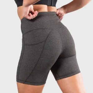TWL - WOMEN'S ENERGY SHORTS MID LENGTH - ATHLETE - CHARCOAL MARL/ BLACK