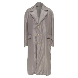 Versace Silk Padded Gold Medusa Buttons Long Belted Coat