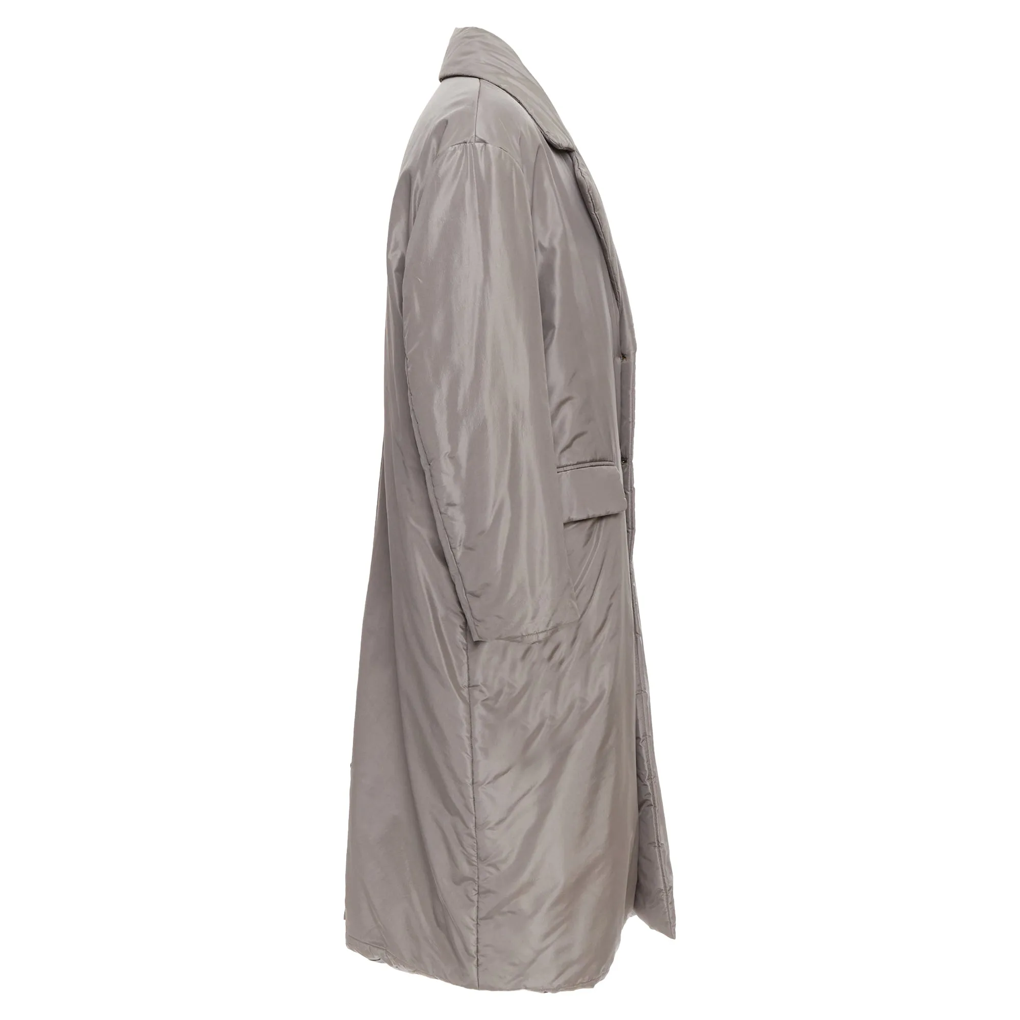Versace Silk Padded Gold Medusa Buttons Long Belted Coat