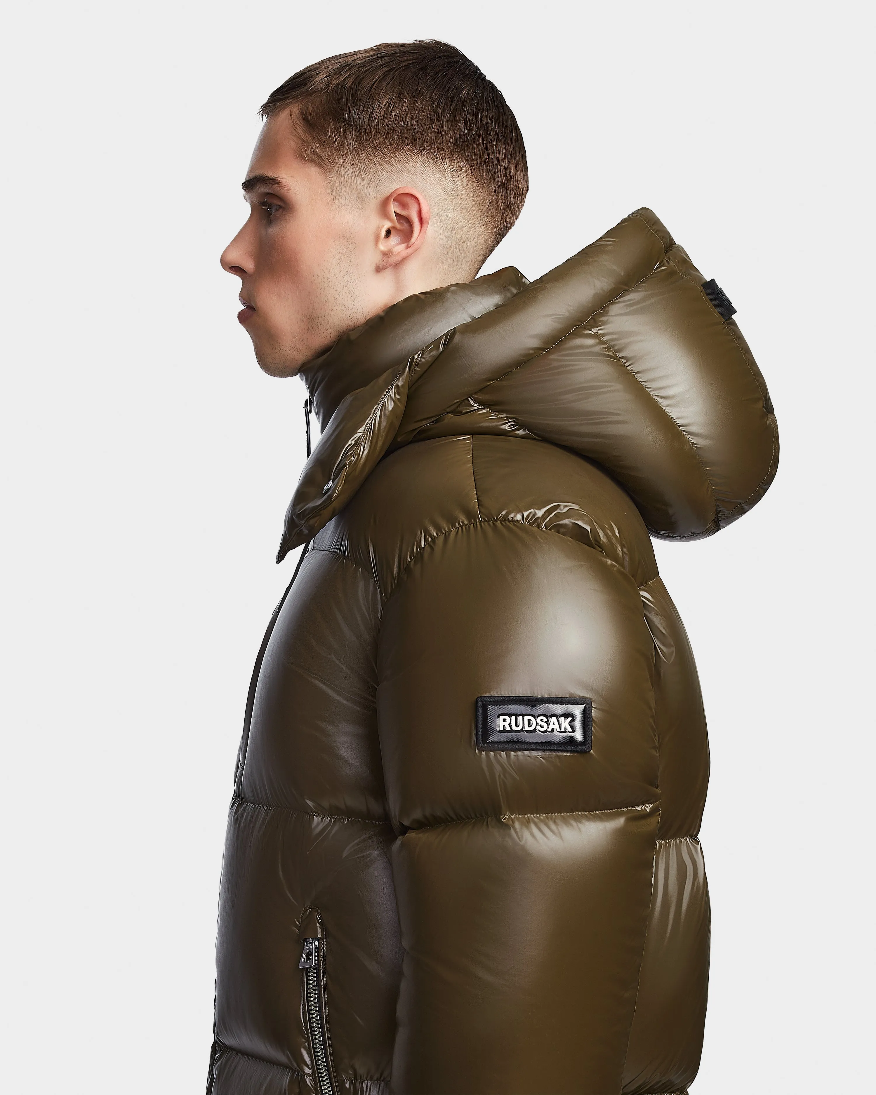 VINCENT S MEN'S GLOSSY DOWN PUFFER WITH HOOD