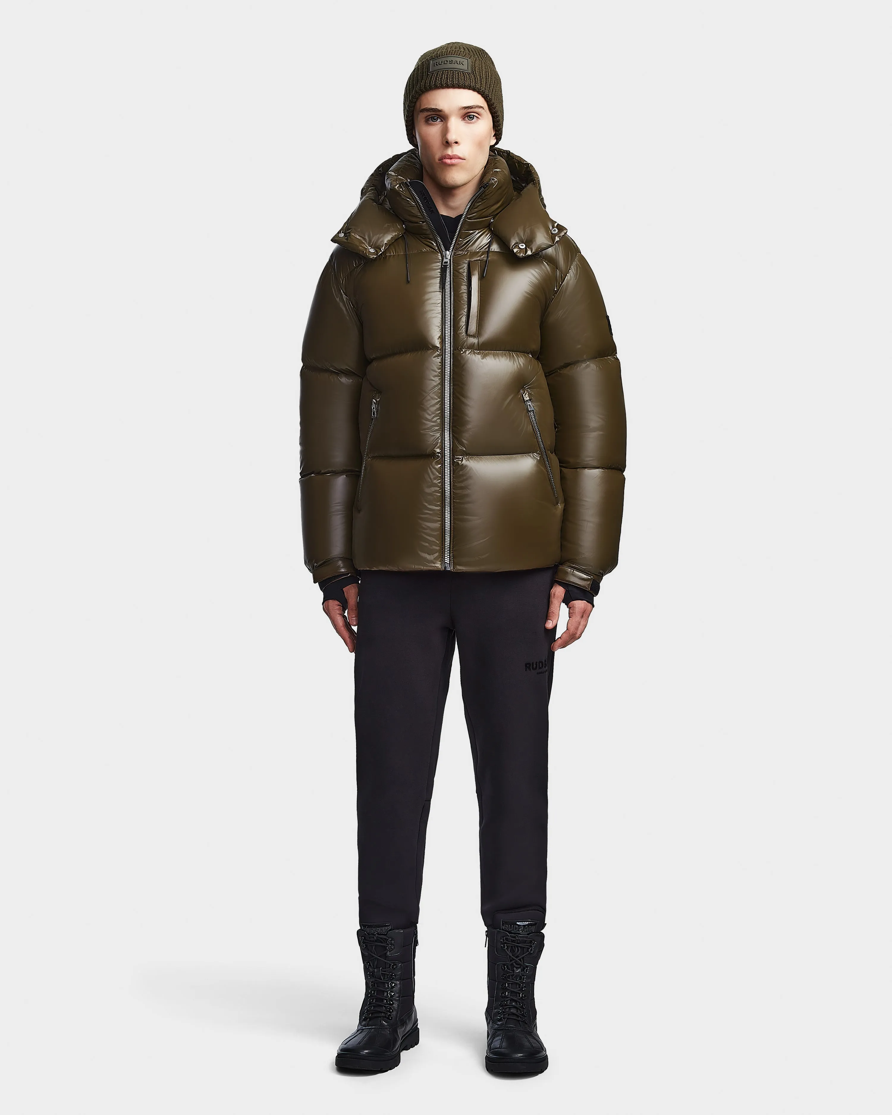 VINCENT S MEN'S GLOSSY DOWN PUFFER WITH HOOD