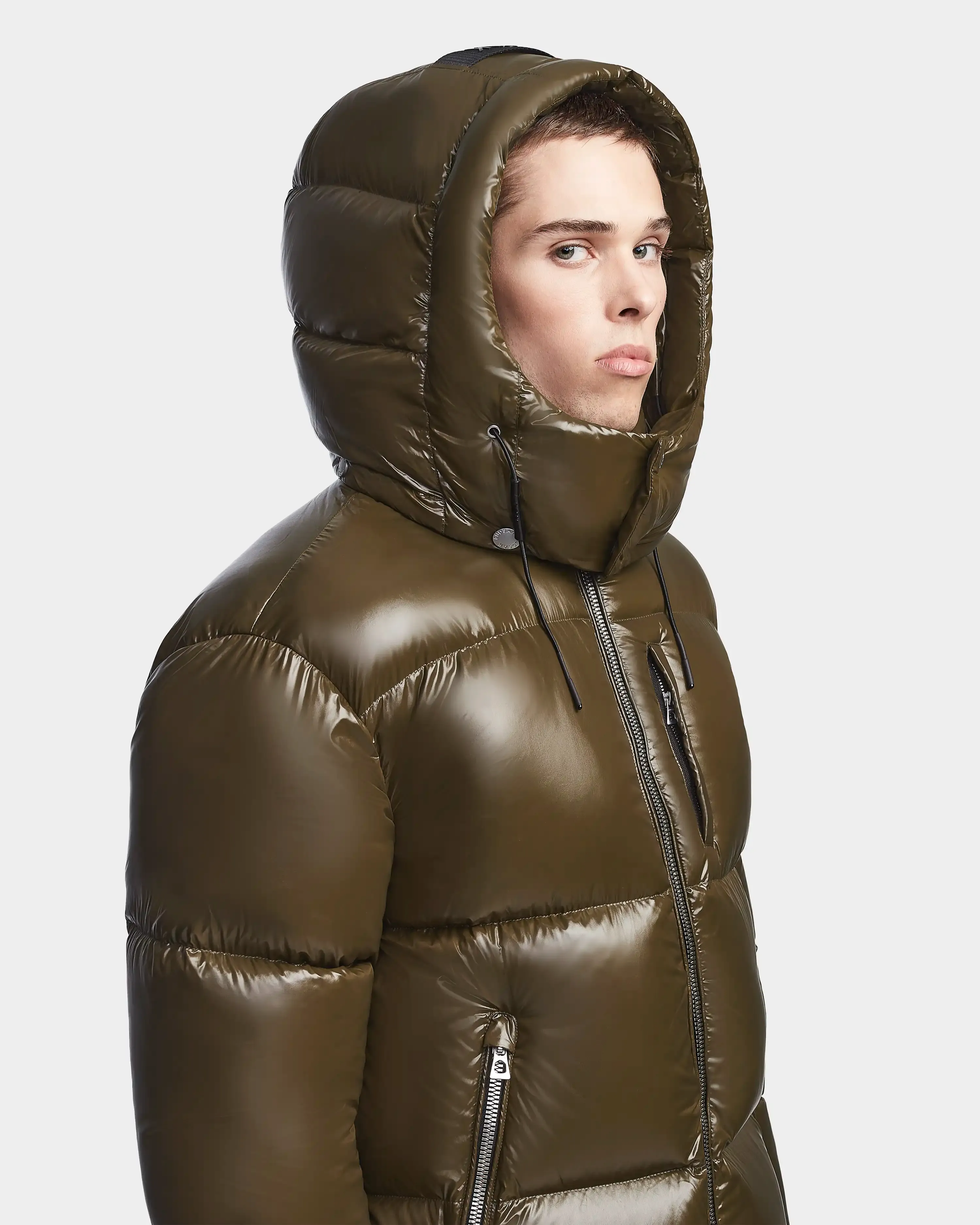 VINCENT S MEN'S GLOSSY DOWN PUFFER WITH HOOD