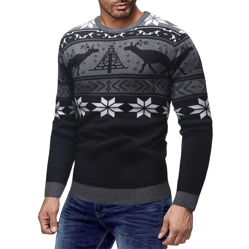 West Louis™ Deer Print Fashion Sweater