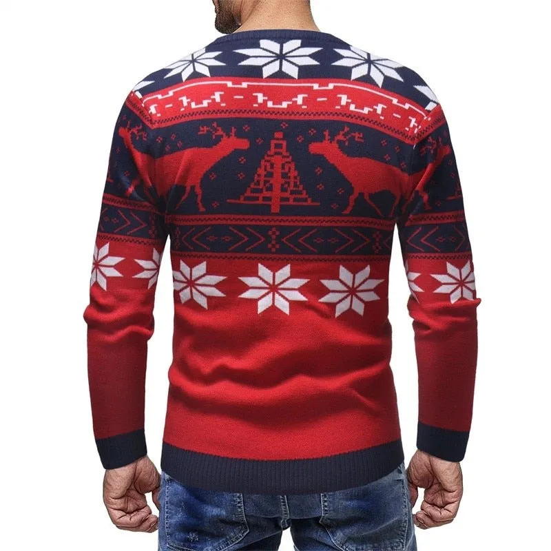 West Louis™ Deer Print Fashion Sweater