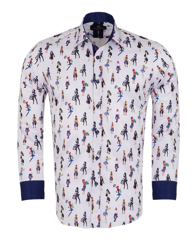 Woman Shopaholic Print White Shirt