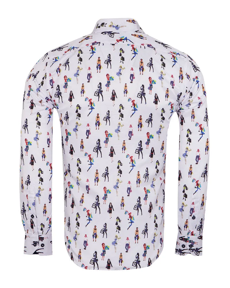 Woman Shopaholic Print White Shirt