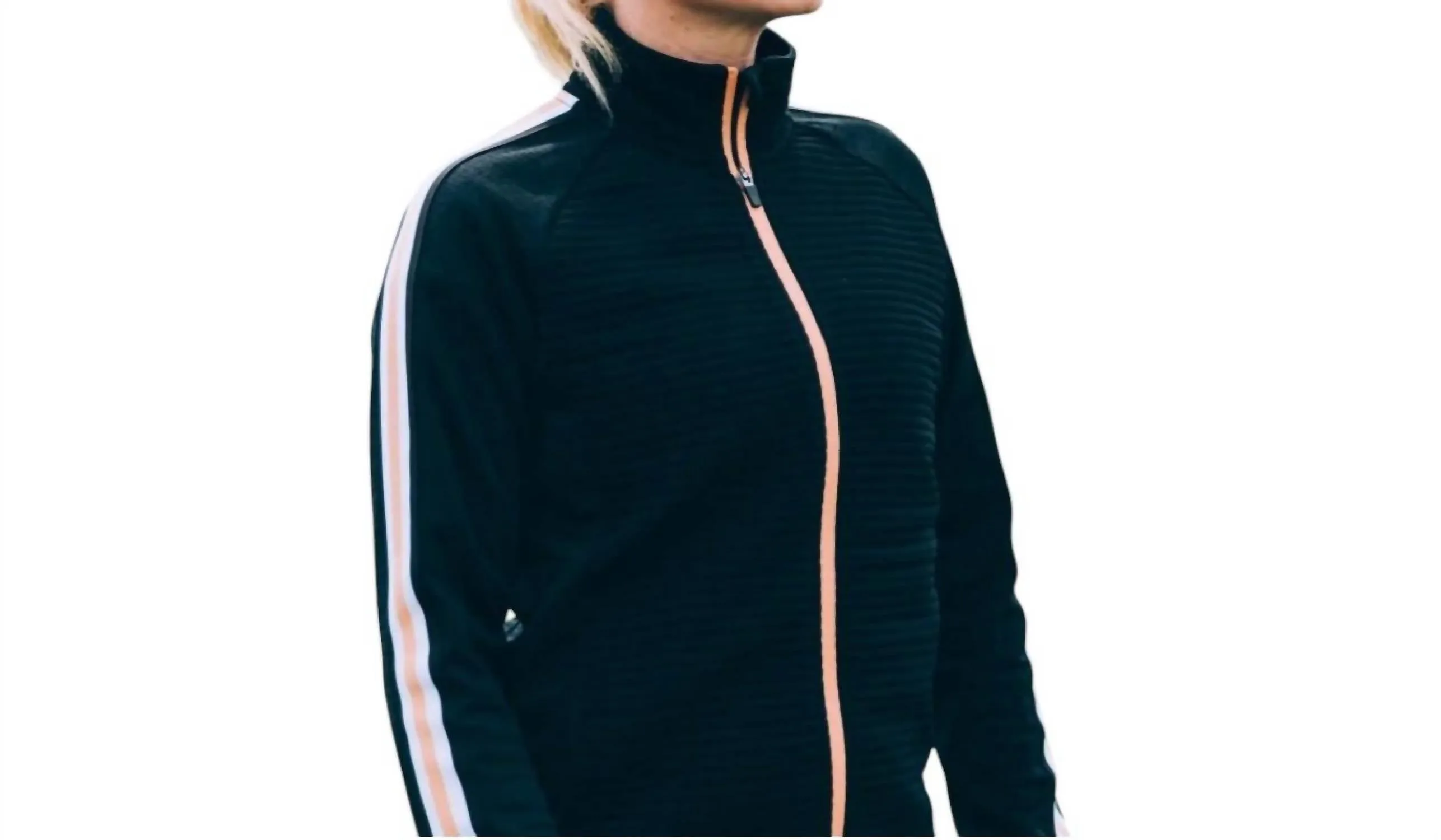 Women Turnberry 3D Stripe Fullzip Cardigan In Black