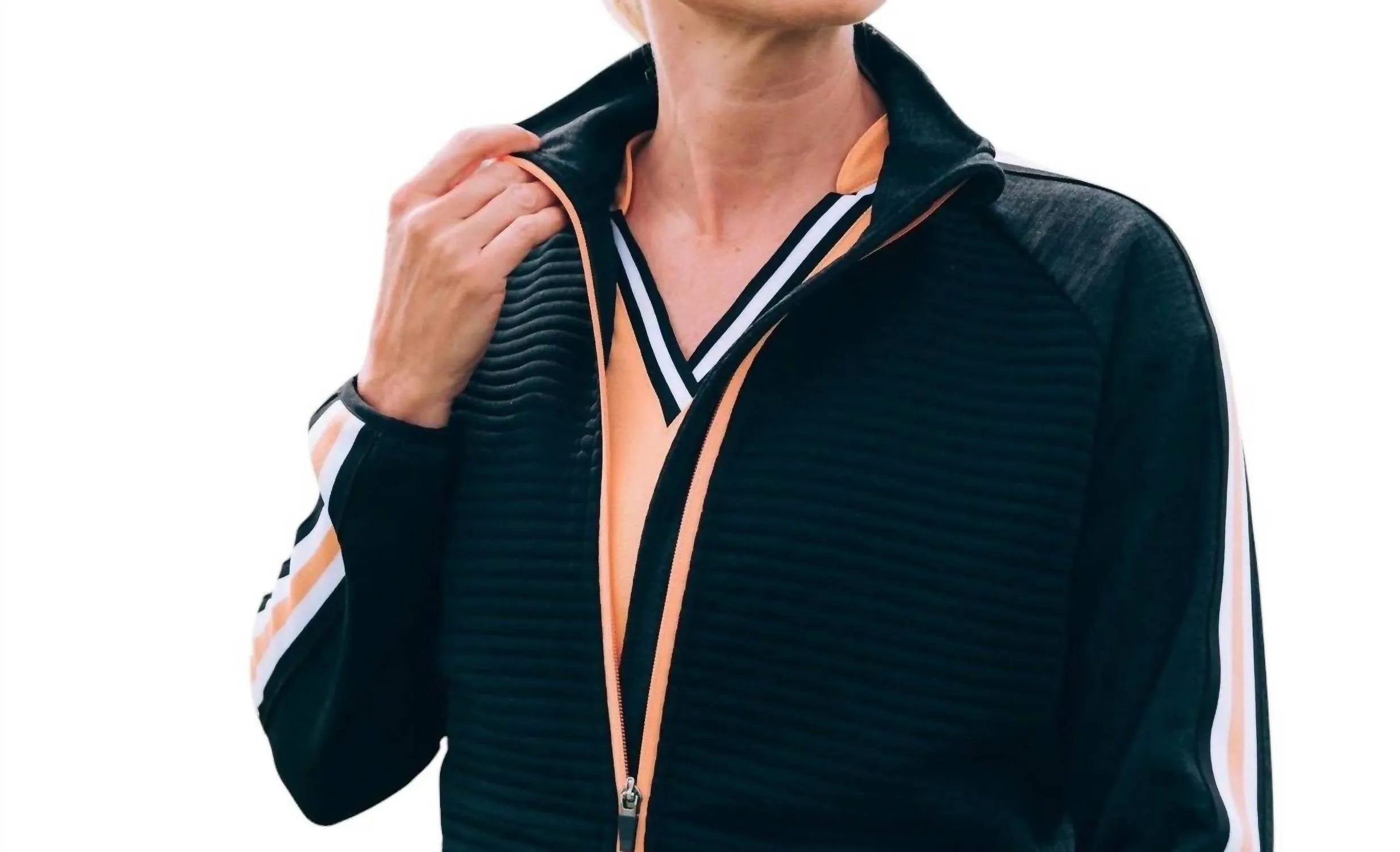 Women Turnberry 3D Stripe Fullzip Cardigan In Black