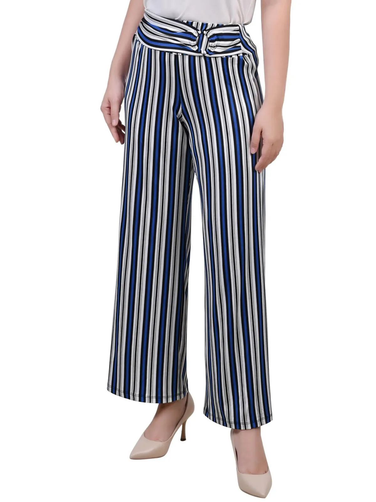 Womens Belted Polyester Cropped Pants