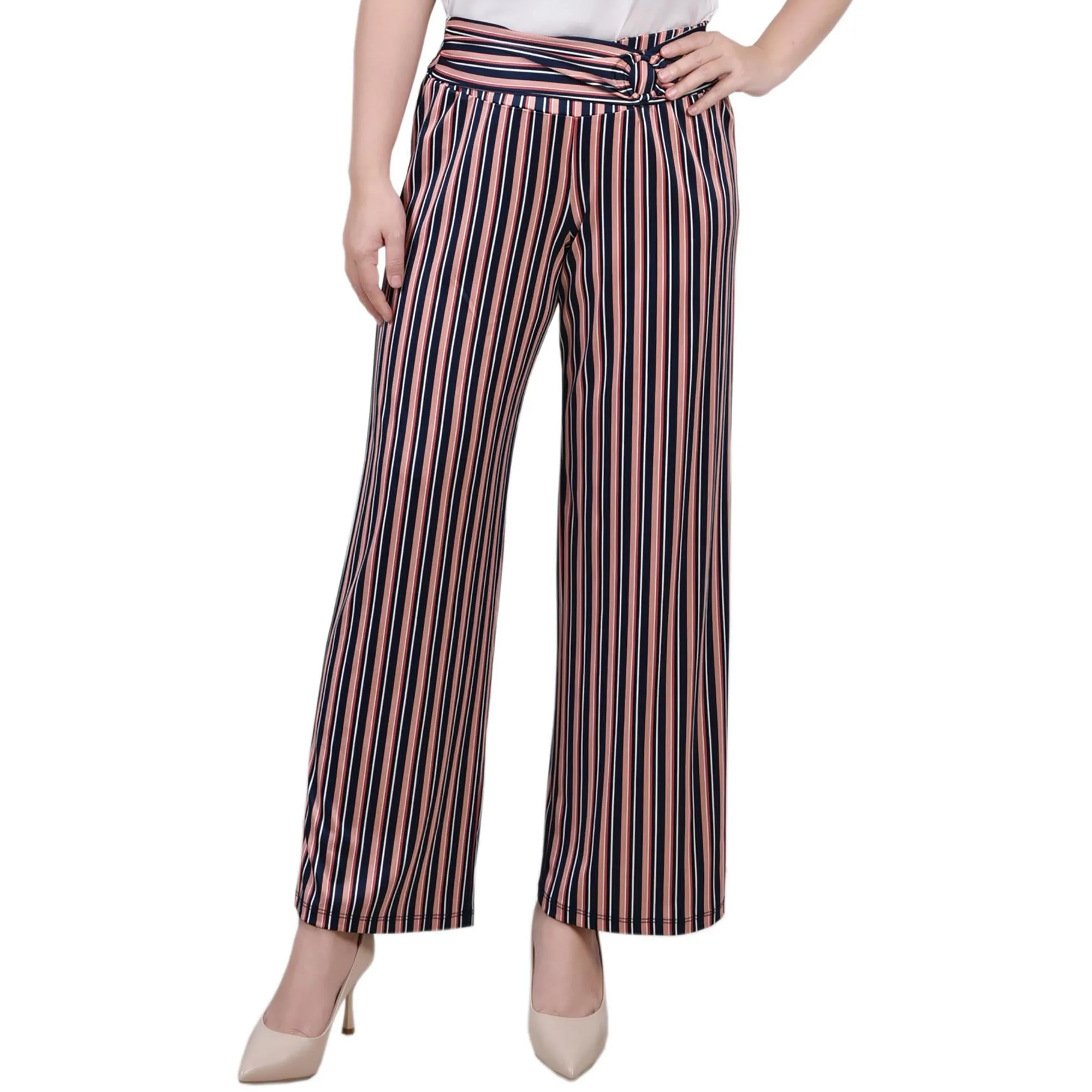 Womens Belted Polyester Cropped Pants