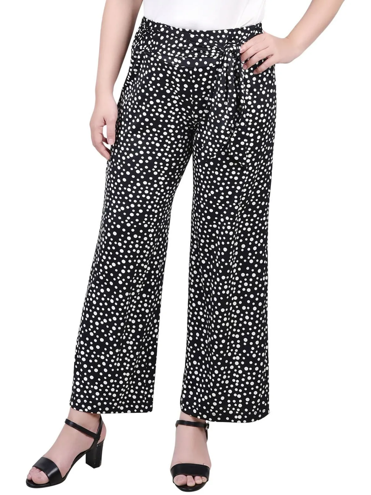 Womens Belted Polyester Cropped Pants