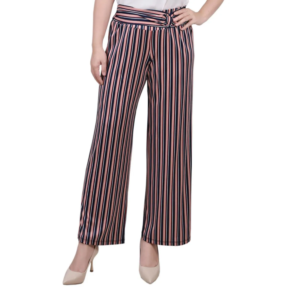 Womens Belted Polyester Cropped Pants
