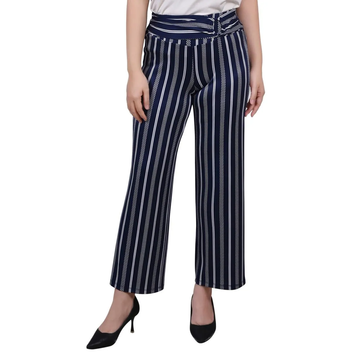 Womens Belted Polyester Cropped Pants