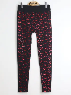Women's Graphic Printed Pants,Black/Red