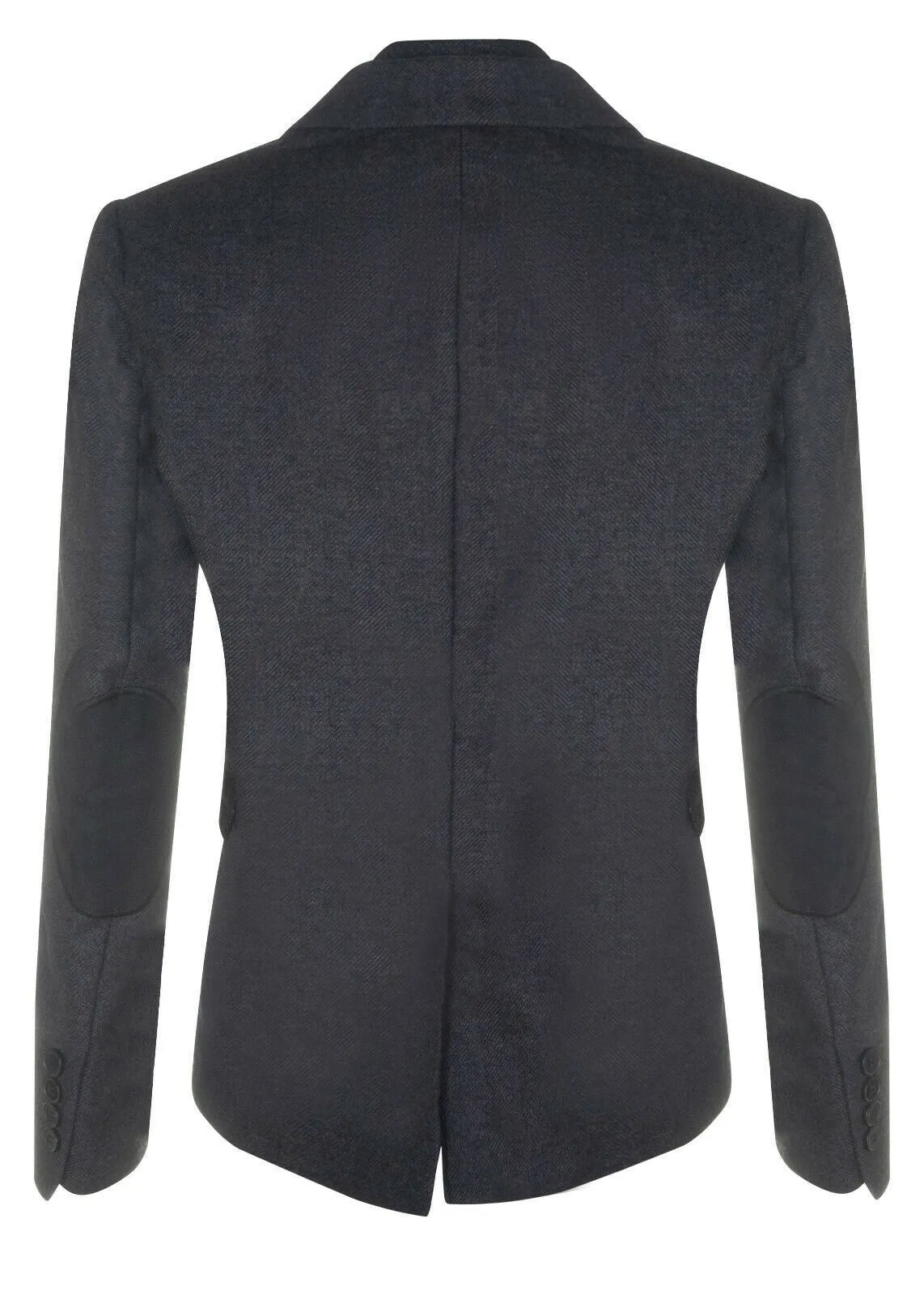 Womens Tweed Herringbone Black Wool 1920s Blazer